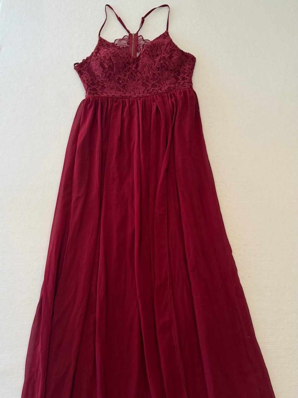 City Triangles Women’s Burgundy Floral Lace V-Neck Maxi Dress Size 14